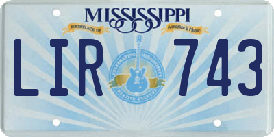 MS license plate LIR743