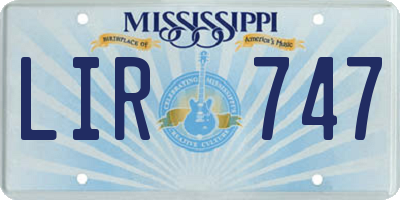 MS license plate LIR747