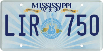 MS license plate LIR750
