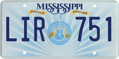 MS license plate LIR751
