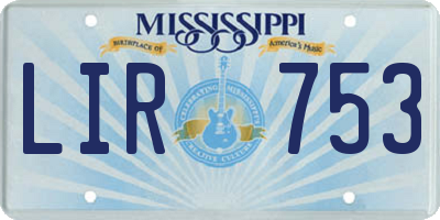 MS license plate LIR753