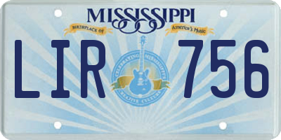MS license plate LIR756