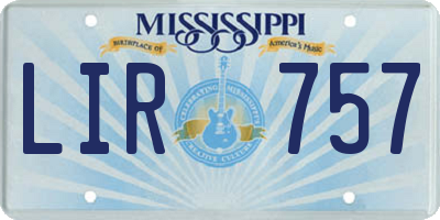 MS license plate LIR757