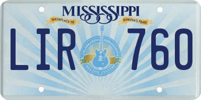 MS license plate LIR760