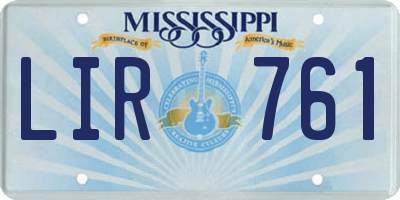 MS license plate LIR761