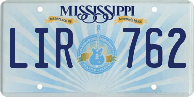 MS license plate LIR762