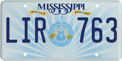 MS license plate LIR763