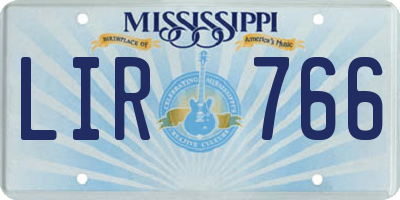 MS license plate LIR766