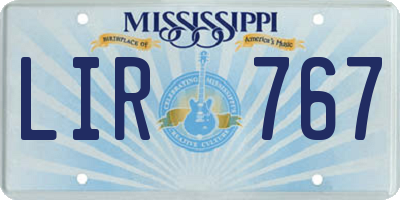 MS license plate LIR767