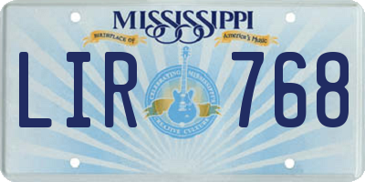 MS license plate LIR768