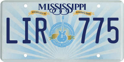 MS license plate LIR775
