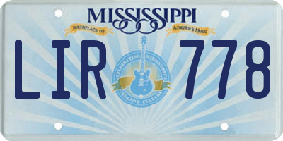 MS license plate LIR778