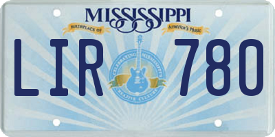 MS license plate LIR780