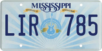 MS license plate LIR785