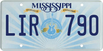 MS license plate LIR790