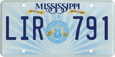 MS license plate LIR791