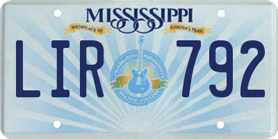 MS license plate LIR792