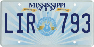 MS license plate LIR793