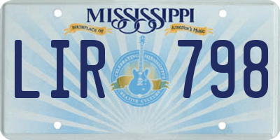 MS license plate LIR798