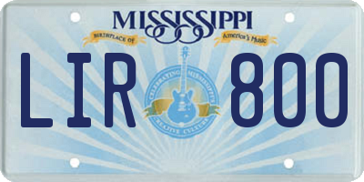 MS license plate LIR800
