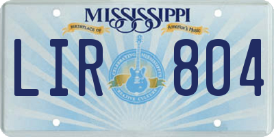 MS license plate LIR804