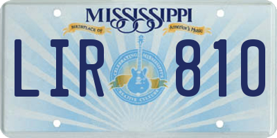 MS license plate LIR810