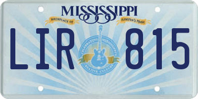 MS license plate LIR815