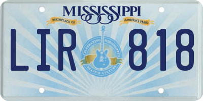 MS license plate LIR818
