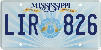 MS license plate LIR826