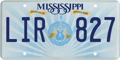 MS license plate LIR827