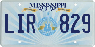 MS license plate LIR829