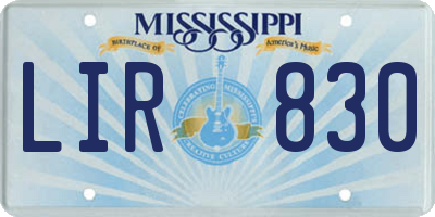 MS license plate LIR830