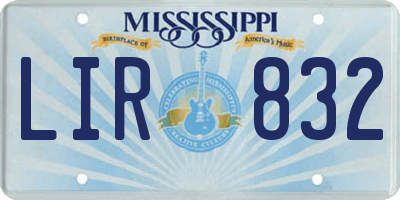 MS license plate LIR832