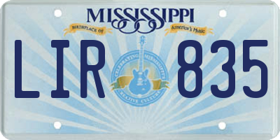 MS license plate LIR835
