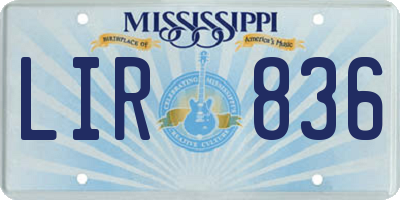 MS license plate LIR836