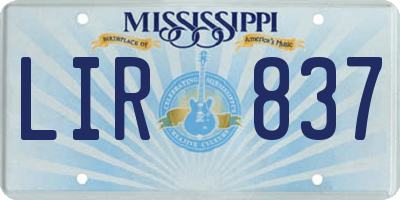 MS license plate LIR837