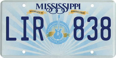 MS license plate LIR838