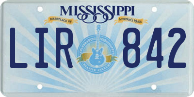 MS license plate LIR842