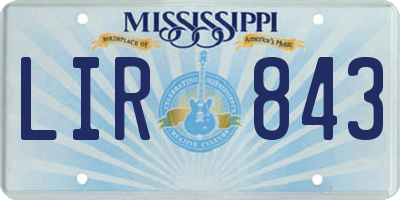 MS license plate LIR843