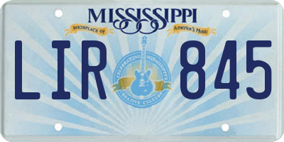 MS license plate LIR845
