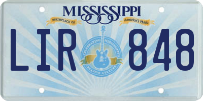 MS license plate LIR848