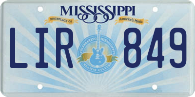 MS license plate LIR849