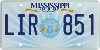 MS license plate LIR851