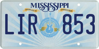 MS license plate LIR853