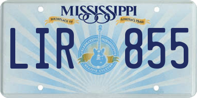 MS license plate LIR855
