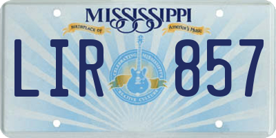 MS license plate LIR857