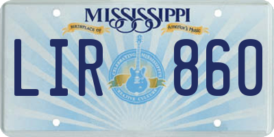 MS license plate LIR860