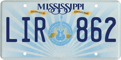 MS license plate LIR862