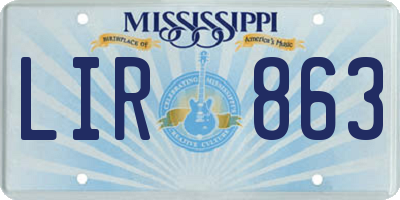 MS license plate LIR863