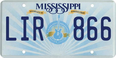 MS license plate LIR866